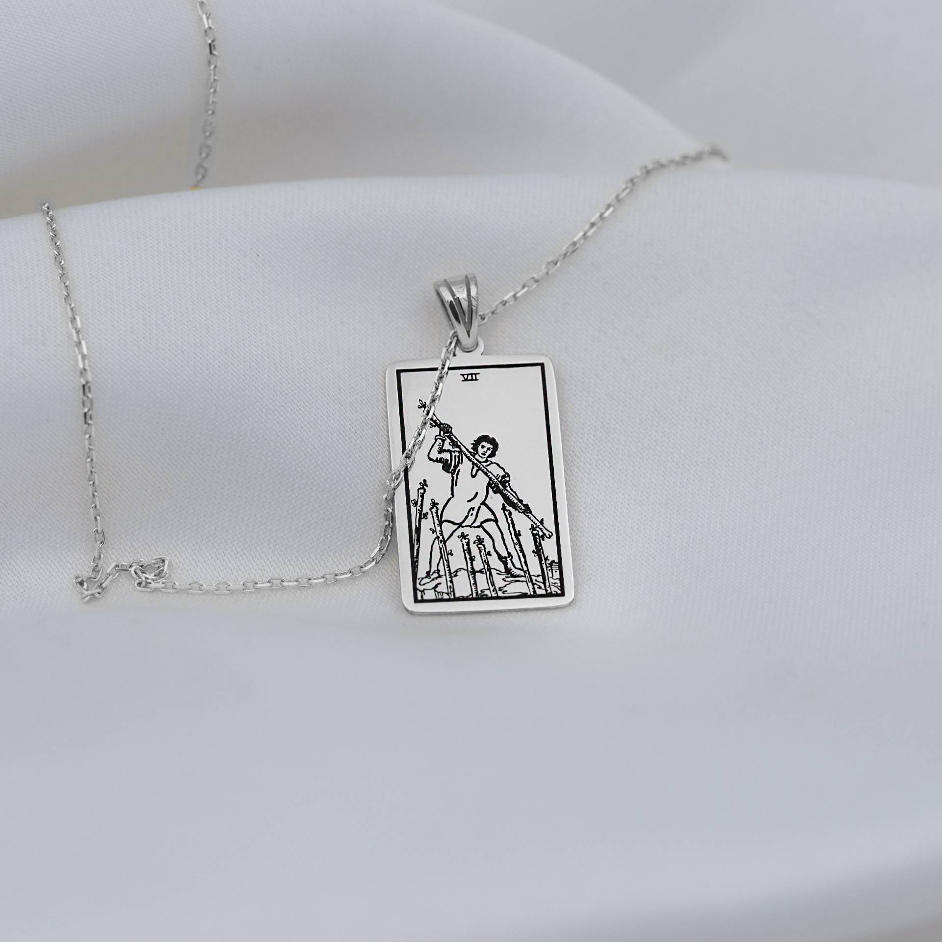 Tarot Halsketten Für Frauen Seven Of Stäbe Karten Halskette Gold Silber Spiritueller Schmuck Geschenk Geschenke Sie von BYDEMIRULUER