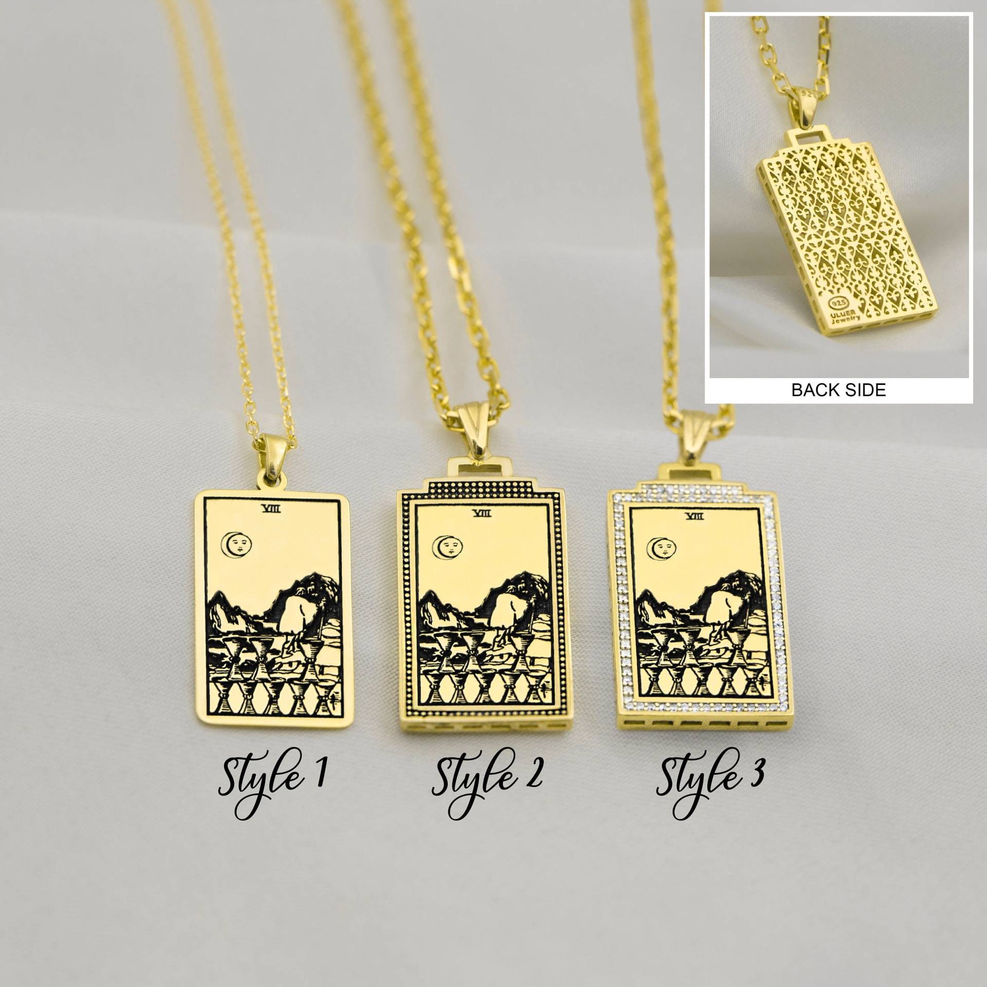 Tarot Karte Schmuck Acht Tassen Halskette Sterling Silber Anhänger Gold Geschenke Geschenk Für Sie Ihn Von Uluer Jewelry von BYDEMIRULUER