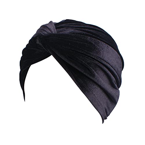 Turban Mütze Damen Kopftücher, Vorgebunden Knotenmütze Elastische Samt Chemo Kopfbedeckung muslimische Mütze Kopfwickel Schlafmütze Kappe Hut Turban Hut Kopfbedeckung für Krebs Haarausfall Headwear von BYNYXI