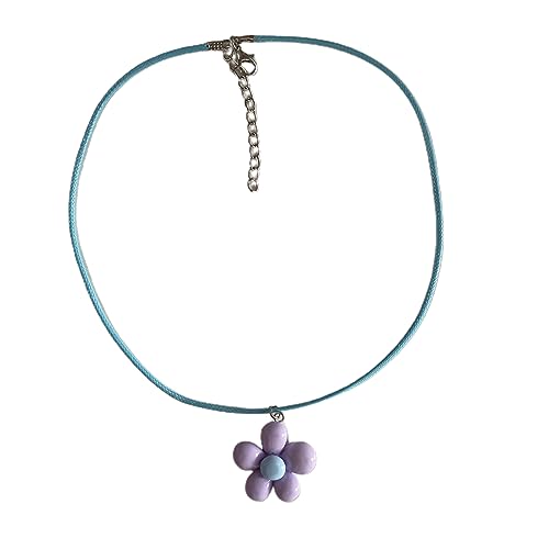 BYUTFA Bunte Blumen-Halskette, Statement-Anhänger-Halskette, floraler Halsschmuck, Seil-Halskette, perfektes Geschenk für Frauen und Mädchen von BYUTFA