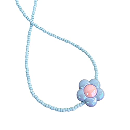 BYUTFA Egirl Schmuck Coole Bunte Perlen Anhänger Halskette DIY Mode Blume Charme Choker Halskette für Frauen Punk Zubehör von BYUTFA