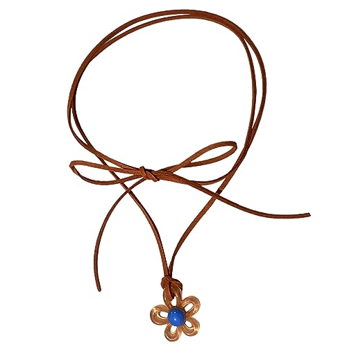 BYUTFA Verstellbare Kette, bunte Blumen-Anhänger-Halskette, Pflaumenblüten-Halsband, Jubiläumsschmuck, Halskette zum Binden von BYUTFA