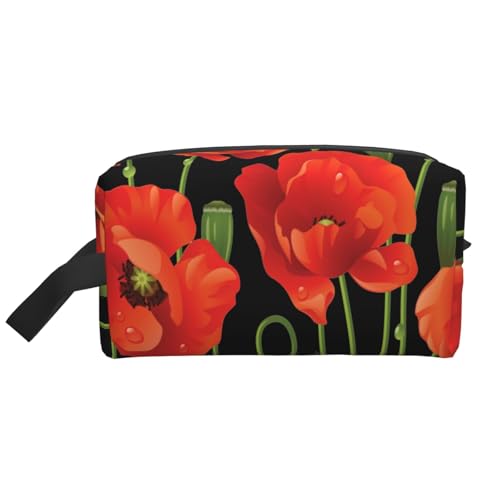 Kosmetik-Organizer mit Frühlingsrot-Blumen-Aufdruck, große Kapazität, Reise-Make-up-Tasche für Damen Kosmetik-Organizer mit Frühlingsrot-Blumen-Aufdruck, große Kapazität, Reise-Make-up-Tasche für Damen von BYwenhopnbs