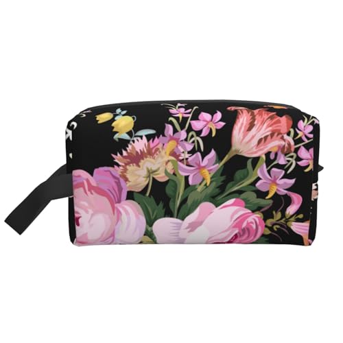 Pink Roses Vintage On Nature Rose Kosmetik-Organizer mit großer Kapazität, Reise-Make-up-Tasche für Frauen Pink Roses Vintage On Nature Rose Kosmetik-Organizer mit großer Kapazität, Reise-Make-up-Tasche für Frauen von BYwenhopnbs