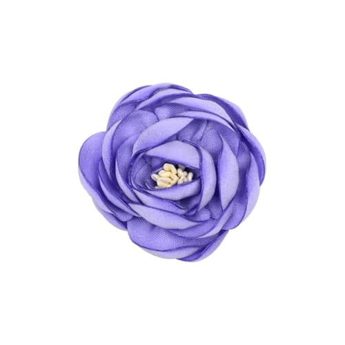 BZSDDY 4 * 10 cm 10 Stück Brennkante Silber Satin Blume Anstecknadel Abzeichen Blumenkorsage Satin Blume/Rosen Anstecknadel Brosche Pin für Frauen Braut von BZSDDY