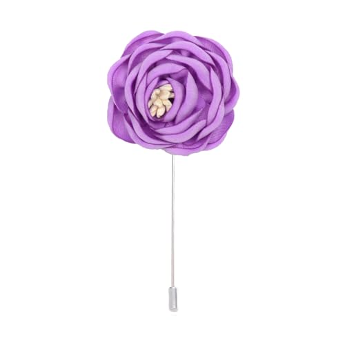 BZSDDY 4 * 10 cm 10 Stück Brennkante Silber Satin Blume Anstecknadel Abzeichen Blumenkorsage Satin Blume/Rosen Anstecknadel Brosche Pin für Frauen Braut von BZSDDY