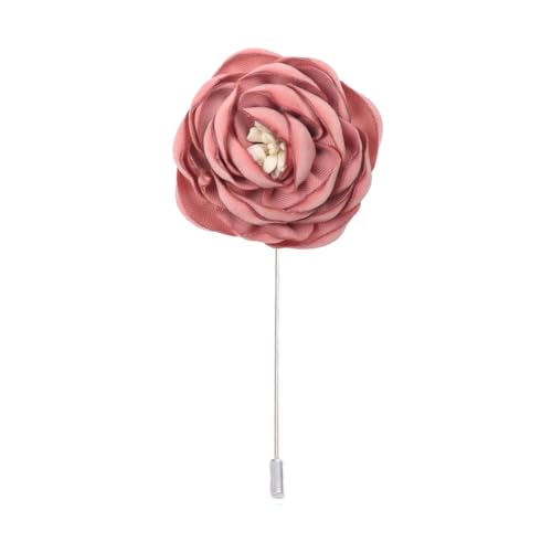 BZSDDY 4 * 10 cm 10 Stück Brennkante Silber Satin Blume Anstecknadel Abzeichen Blumenkorsage Satin Blume/Rosen Anstecknadel Brosche Pin für Frauen Braut von BZSDDY