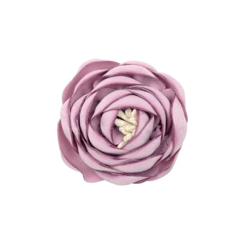 BZSDDY 4 * 10 cm 10 Stück Brennkante Silber Satin Blume Anstecknadel Abzeichen Blumenkorsage Satin Blume/Rosen Anstecknadel Brosche Pin für Frauen Braut von BZSDDY