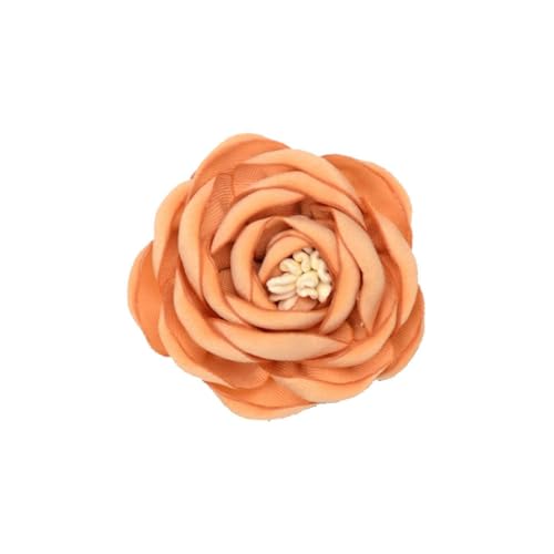 BZSDDY 4 * 10 cm 3 Stück Brennkante Gold Satin Blume Anstecknadel Abzeichen Blumen Corsage Satin Blume/Rose Anstecknadel Brosche Pin für Frauen Braut von BZSDDY