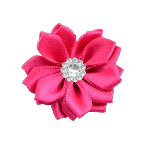 BZSDDY 4 * 9 cm 10 Stück Strass Gold Satin Blume Anstecknadel Abzeichen Blumen Corsage Satin Rose Blume/Rosen Anstecknadel Brosche Pin für Frauen Braut von BZSDDY