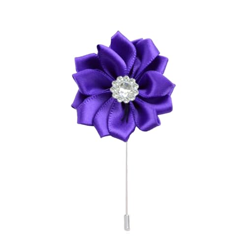 BZSDDY 4 * 9 cm 10 Stück Strass Silber Satin Blume Anstecknadel Abzeichen Blumen Corsage Satin Rose Blume/Rosen Anstecknadel Brosche Pin für Frauen Braut von BZSDDY