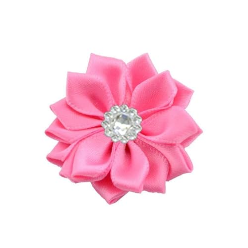 BZSDDY 4 * 9 cm 10 Stück Strass Silber Satin Blume Anstecknadel Abzeichen Blumen Corsage Satin Rose Blume/Rosen Anstecknadel Brosche Pin für Frauen Braut von BZSDDY