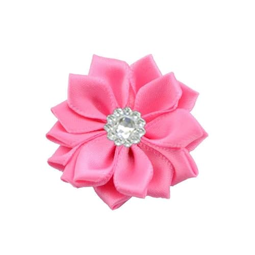 BZSDDY 4 * 9 cm 20 Stück Strass Gold Satin Blume Anstecknadel Abzeichen Blume Corsage Satin Rose Blume/Rosen Anstecknadel Brosche Pin für Frauen Braut von BZSDDY