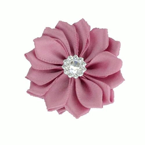 BZSDDY 4 * 9 cm 6 Stück Strass Gold Satin Blume Anstecknadel Abzeichen Blumen Corsage Satin Rose Blume/Rosen Anstecknadel Brosche Pin für Frauen Braut von BZSDDY