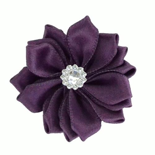 BZSDDY 4 * 9 cm 6 Stück Strass Gold Satin Blume Anstecknadel Abzeichen Blumen Corsage Satin Rose Blume/Rosen Anstecknadel Brosche Pin für Frauen Braut von BZSDDY