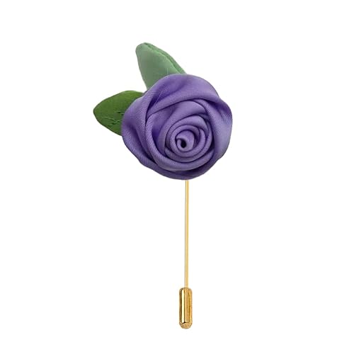 BZSDDY 4 * 9CM 5/10PCS Rose & Blatt Gold Stoff Satin Blume Anstecknadel Abzeichen Blume Corsage Stoff Satin Blume/Rosen Anstecknadel Brosche Pin Für Frauen Braut von BZSDDY