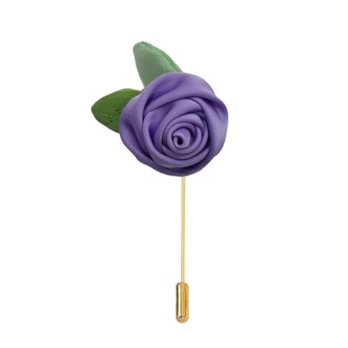 BZSDDY 4 * 9CM 5/10PCS Rose & Blatt Gold Stoff Satin Blume Anstecknadel Abzeichen Blume Corsage Stoff Satin Blume/Rosen Anstecknadel Brosche Pin Für Frauen Braut von BZSDDY