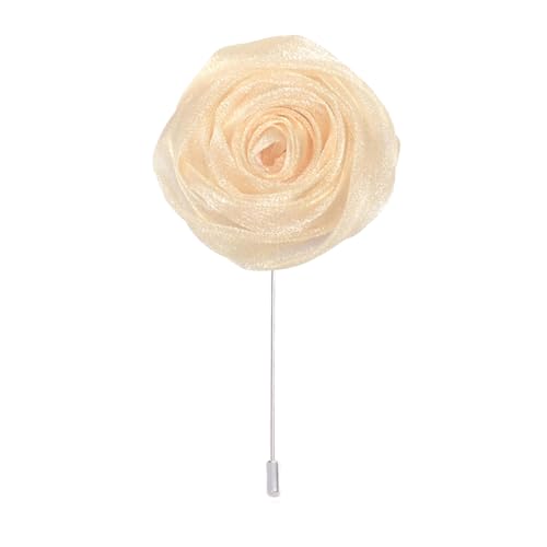 BZSDDY 5 * 10CM 10PCS Pailletten Silber Organza Tuch Blume Anstecknadel Abzeichen Blume Corsage Satin Blume/Rose Anstecknadel Brosche Pin Für Frauen Braut von BZSDDY