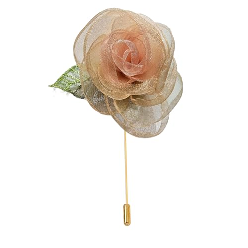 BZSDDY 5 * 10CM 3PCS Chiffon Tuch Gold Tuch Satin Blume Anstecknadel Abzeichen Blume Corsage Tuch Satin Blume Anstecknadel Brosche Pin Für Frauen Braut von BZSDDY