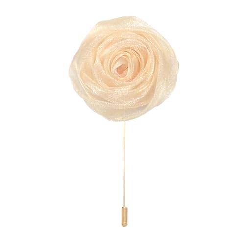 BZSDDY 5 * 10CM 4PCS Pailletten Gold Organza Tuch Blume Anstecknadel Abzeichen Blume Corsage Satin Blume/Rose Anstecknadel Brosche Pin Für Frauen Braut von BZSDDY