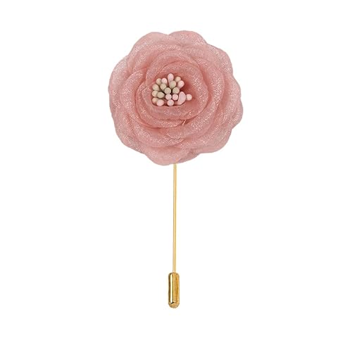 BZSDDY 5 * 9 cm 5/10 Stück Pailletten Guaze Chiffon Gold Tuch Satin Blume Anstecknadel Abzeichen Blume Corsage Stoff Satin Blume Anstecknadel Brosche Pin für Frauen Braut von BZSDDY