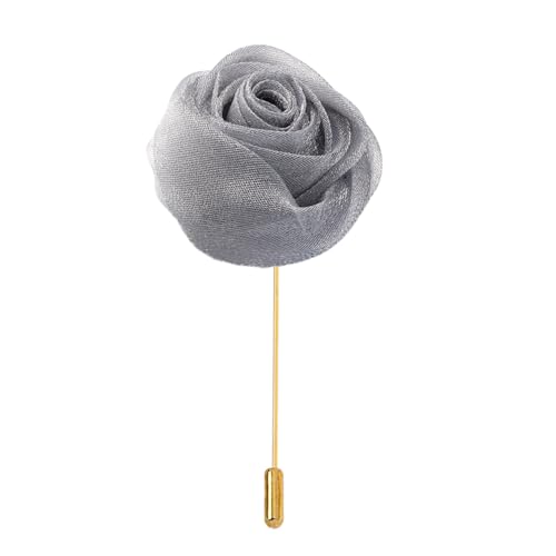 BZSDDY 5 * 9 cm 6/12 Stück Gold Pin Gold Stoff Satin Blume Anstecknadel Abzeichen Blume Corsage Stoff Satin Blume/Rose Anstecknadel Brosche Pin für Frauen Braut von BZSDDY