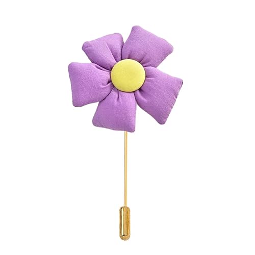 BZSDDY 7 * 10CM 6/12PCS Fünf Blütenblatt Blume Gold Tuch Satin Blume Anstecknadel Abzeichen Blume Corsage Tuch Satin Blume/Rosen Anstecknadel Brosche Pin Für Frauen Braut von BZSDDY