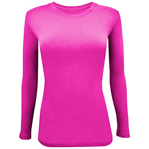 BaHoki Essentials Langarm-Unterhemden für Angestellte, tolles Stretch- und Schichtstück, neon pink, 5X-Groß von BaHoki Essentials