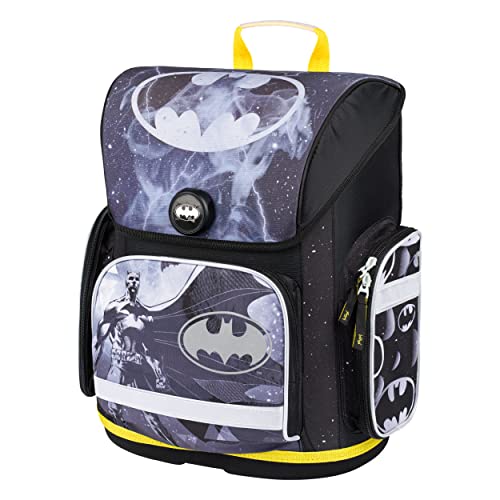 Baagl Schulranzen Jungen für 1. Klasse, Ergo Schultasche Jungs Grundschule, Leichter Kinder Ranzen Tornister Schulrucksack mit Brustgurt (Batman Storm) von Baagl