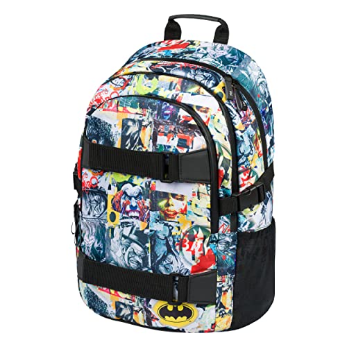 Baagl Schulrucksack für Jungen Mädchen Teenager - Skateboard Rucksack - Kinderrucksack mit Laptopfach und Brustgurt für Schule (Batman Comics) von Baagl