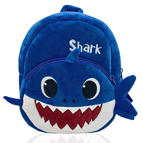 Babioms Shark 3D-Rucksack für Kinder, Kinderrucksäcke Plüsch, Plüsch Shark Print, lightweight, 1-4 years rucksack for toddlers, ergonomic straps, Unisex Mini Shark Rucksäcke, Blue Plüschtieren von Babioms