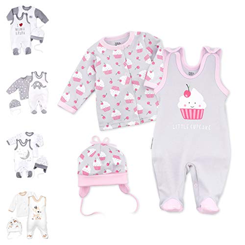 Baby Sweets® 3er Baby Set mit Strampler, Baby Langarmshirt & Babymütze für Mädchen in Rosa/Baby Kleidung Set im Cupcake-Motiv für Neugeborene & Kleinkinder in Größe: 0-3 Monate (62) von Baby Sweets