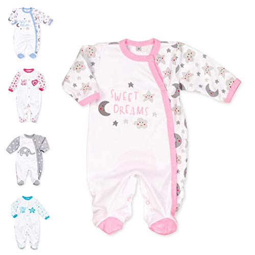 Baby Sweets® Baby Strampler für Mädchen/Baby-Overall in Weiß Grau Rosa als Schlafanzug und Babystrampler im Sonne Mond Sterne-Motiv für Neugeborene und Kleinkinder in der Größe: 1 Monat (56) von Baby Sweets