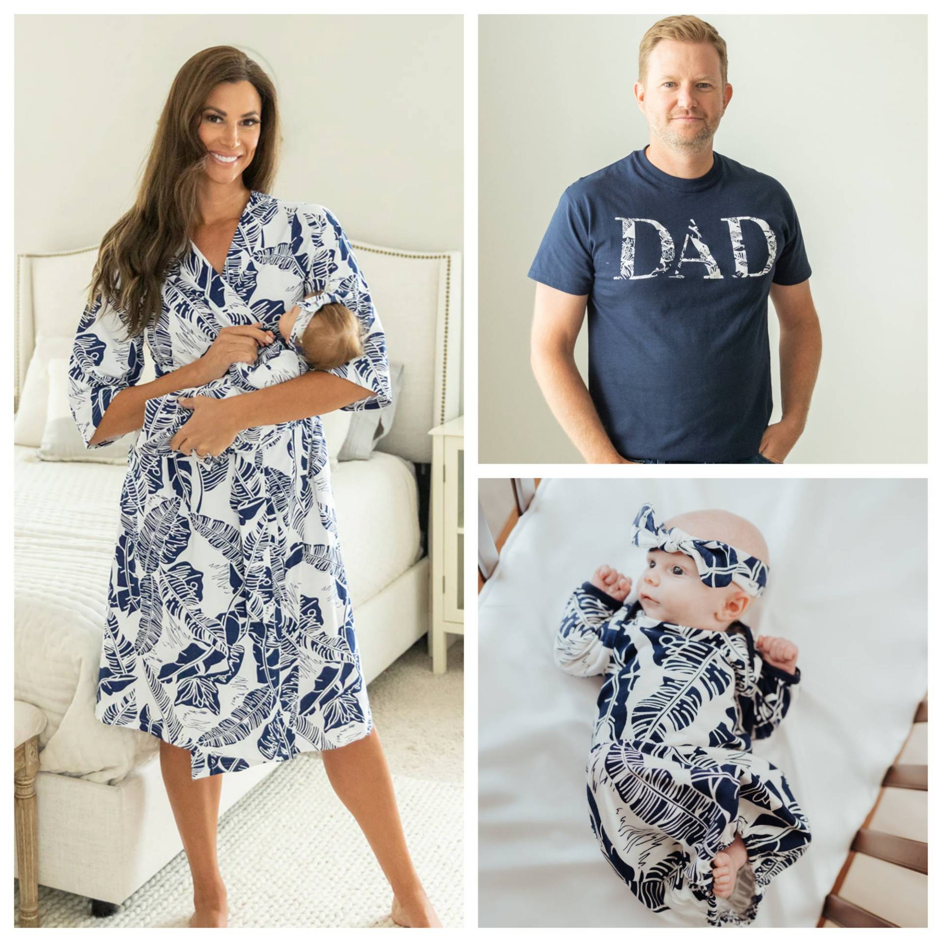 Familie Passend Mutterschaft Arbeit Lieferung Krankenhaus Robe & Neugeborene Baby Mädchen Empfangen Kleid Set + Papa T-Shirt/Be Mine Serra von BabyBeMineAndGownies