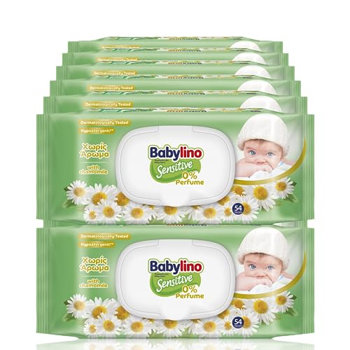 Babylino Sensitive Reinigungstücher für Neugeborene, 0% Duft, 98% natürliche Formel, die den pH-Wert der Haut wiederherstellt, 16 Packungen mit Frischhalteverschluss, 864 Tücher von Babylino