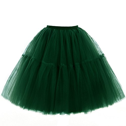 Babyonline Damen Tüllrock 5 Lage Prinzessin Kleider Knielang Petticoat Ballettrock Unterrock Pettiskirt Swing Einheitsgröße - Dunkel Grün von BABYONLINE D.R.E.S.S.