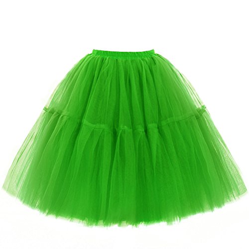 Babyonline Damen Tüllrock 5 Lage Prinzessin Kleider Knielang Petticoat Ballettrock Unterrock Pettiskirt Swing Einheitsgröße - Grün von BABYONLINE D.R.E.S.S.