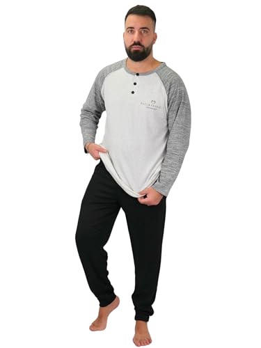 Baci & Abbracci Herren-Schlafanzug, lang, 100% warm, Baumwolle, Interlock, in Box, Geschenkidee zu Weihnachten, Pyjama, Herren, lang, für Erwachsene, Jungen, Elegante Muster von Baci & Abbracci