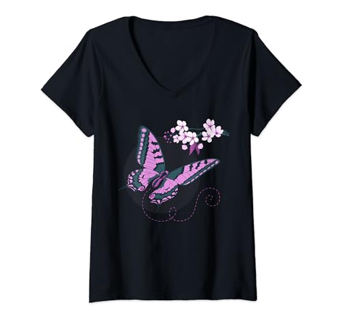 Damen Schmetterlings-Grafik-T-Shirts für Männer, Frauen, Jungen, Mädchen T-Shirt mit V-Ausschnitt von Bad Omens Co.