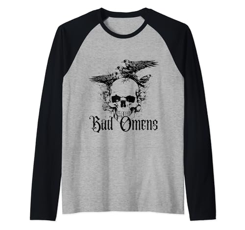 T-Shirts mit menschlichem Schädel mit Vogelmotiv für Herren und Damen Raglan von Bad Omens Co.