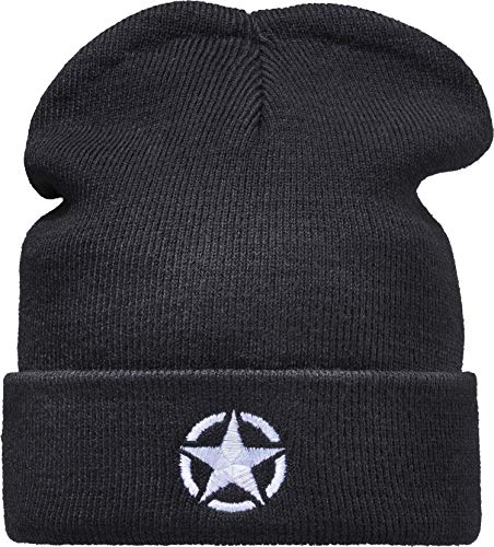 (A) Strickmütze: Army Star - USA United States Amerika US Stars Stripes Biker Military Wintermütze Beanie Workwear Mütze - Damen & Herren Frau-en & Männer Geschenk Sport (One Size Schwarz) von Baddery