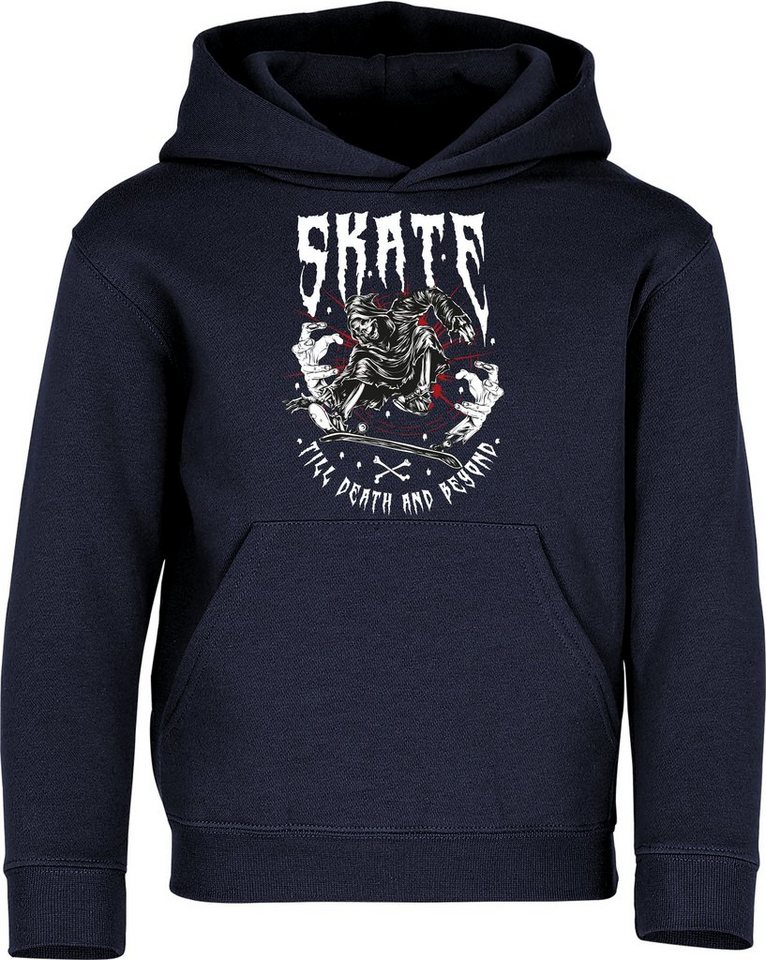 Baddery Kapuzenpullover Kinder Hoodie : Skate till Death - Pulli Skateboard Skaten, hochwertiger Siebdruck von Baddery