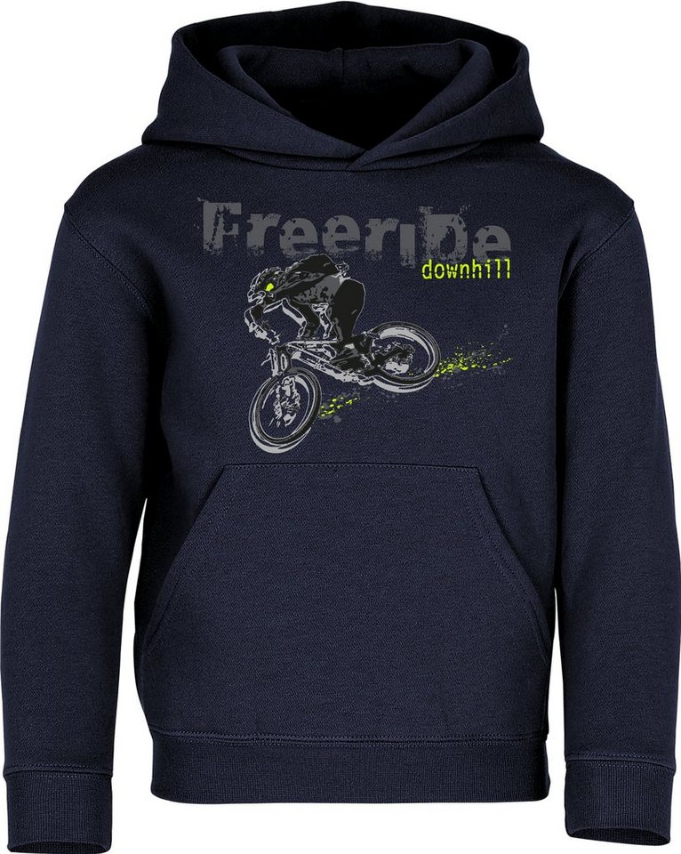 Baddery Kapuzenpullover Kinder Hoodie: Freeride Downhill - Fahrrad, hochwertiger Siebdruck von Baddery