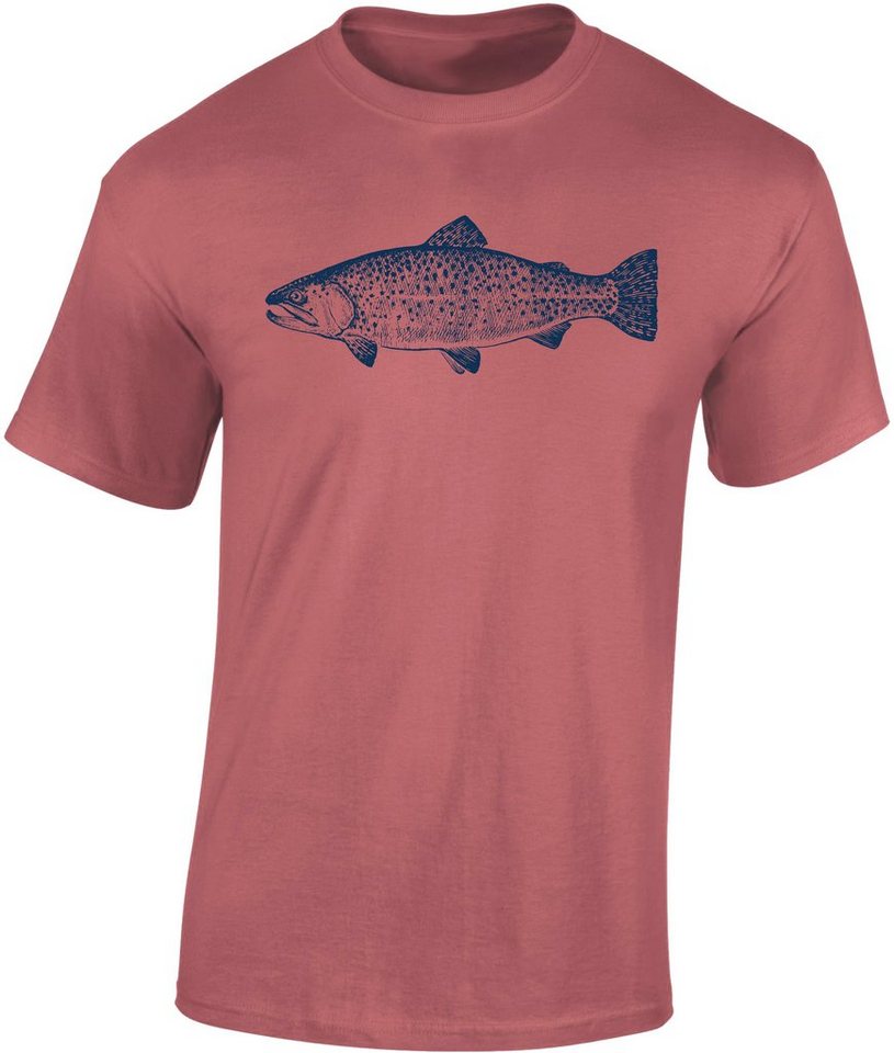 Baddery Print-Shirt Forelle - Angler T-Shirt - Angelkleidung - Angel Zubehör - Geschenk, hochwertiger Siebdruck, auch Übergrößen, aus Baumwolle von Baddery