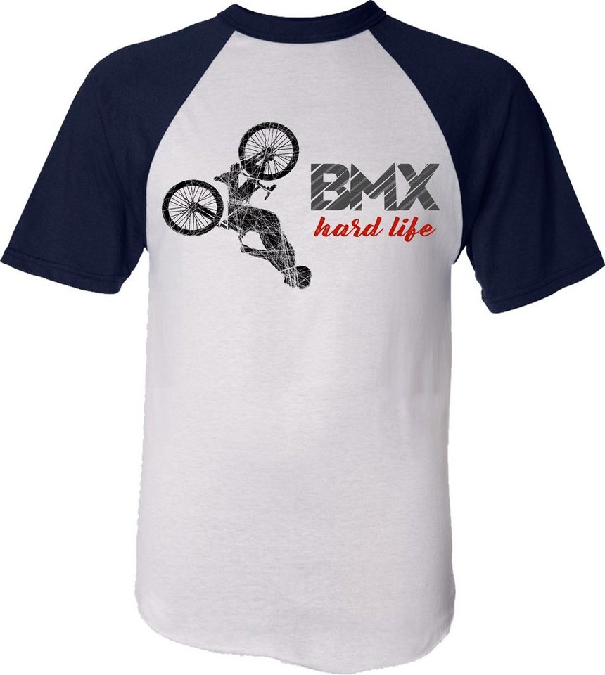 Baddery Print-Shirt Kinder Fahrrad T-Shirt: BMX Hard Life - Geschenk Jungen & Mädchen, hochwertiger Siebdruck, aus Baumwolle von Baddery