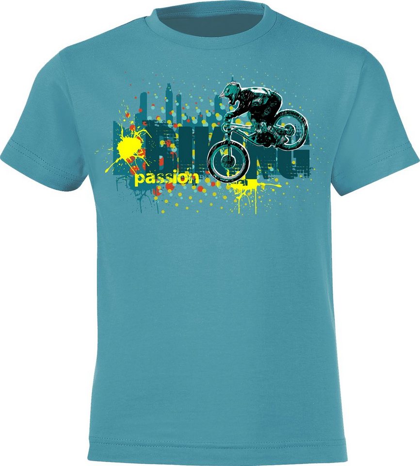 Baddery Print-Shirt Kinder Fahrrad T-Shirt: Biking Passion - Geschenk Jungen & Mädchen, hochwertiger Siebdruck, aus Baumwolle von Baddery