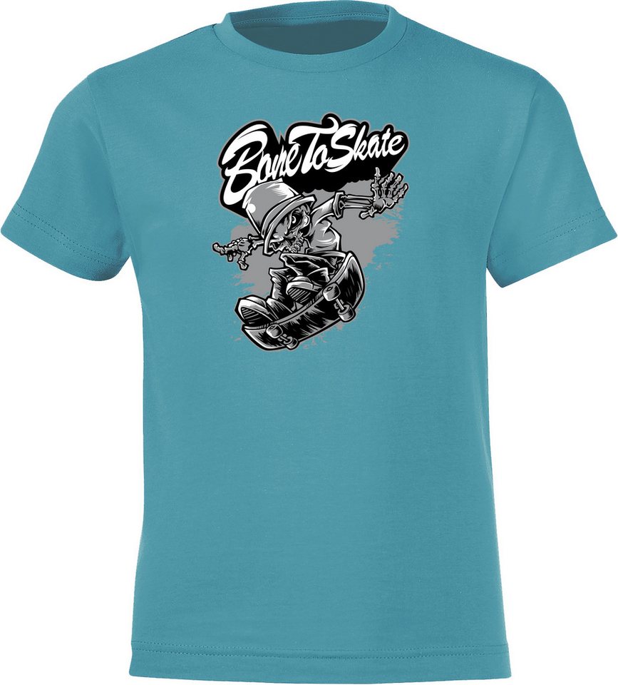 Baddery Print-Shirt Kinder Skateboard T-Shirt: Born to Skate? Bone to Skate! - Skaten, hochwertiger Siebdruck, aus Baumwolle von Baddery