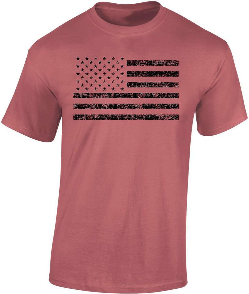 Baddery Print-Shirt USA Flagge Shirt - Black Flag - US Army T-Shirt, hochwertiger Siebdruck, auch Übergrößen, aus Baumwolle von Baddery