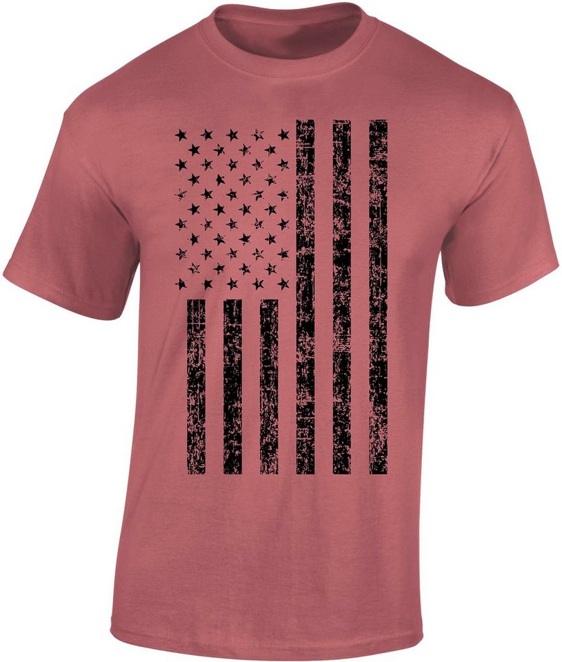 Baddery Print-Shirt USA Flagge Shirt - Black Stars and Stripes - US Army T-Shirt, hochwertiger Siebdruck, auch Übergrößen, aus Baumwolle von Baddery