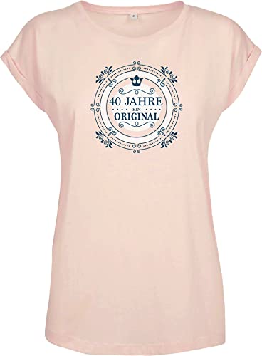 Geburtstagsgeschenk für Frauen : 40 Jahre EIN Original - Damen Geschenk T-Shirt zum 40. Geburtstag - Tshirt für Beste Freundin Mama Mutter (Loose Fit Rosa M) von Baddery